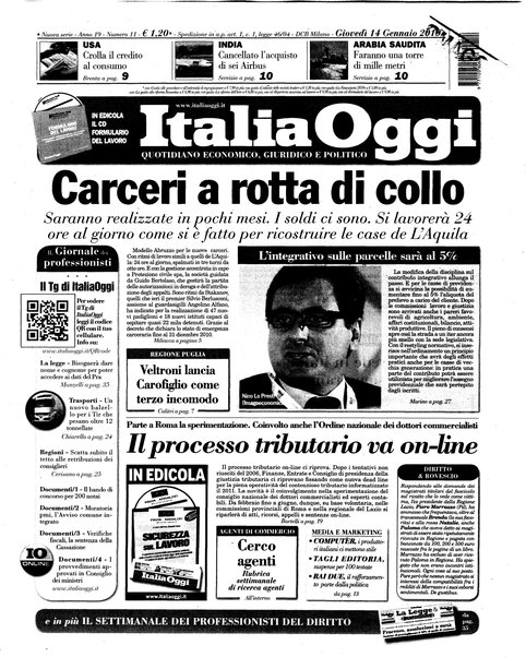 Italia oggi : quotidiano di economia finanza e politica